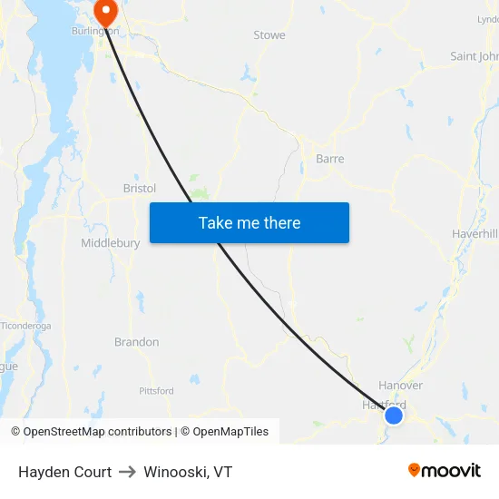 Hayden Court to Winooski, VT map