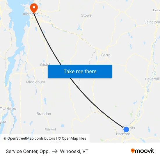 Service Center, Opp. to Winooski, VT map
