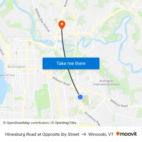 Hinesburg Road at Opposite Iby Street to Winooski, VT map