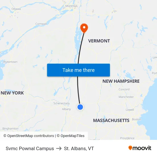 Svmc Pownal Campus to St. Albans, VT map