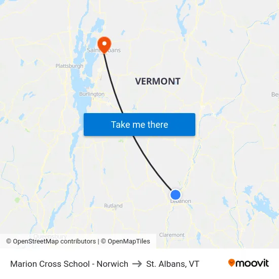 Marion Cross School - Norwich to St. Albans, VT map