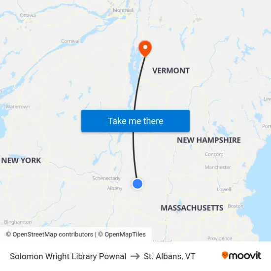 Solomon Wright Library Pownal to St. Albans, VT map