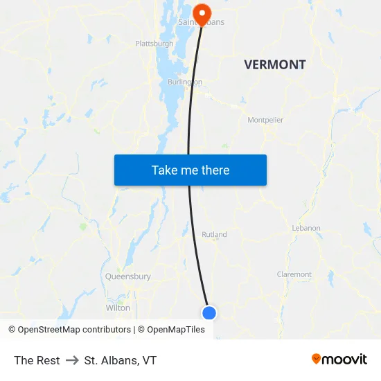 The Rest to St. Albans, VT map