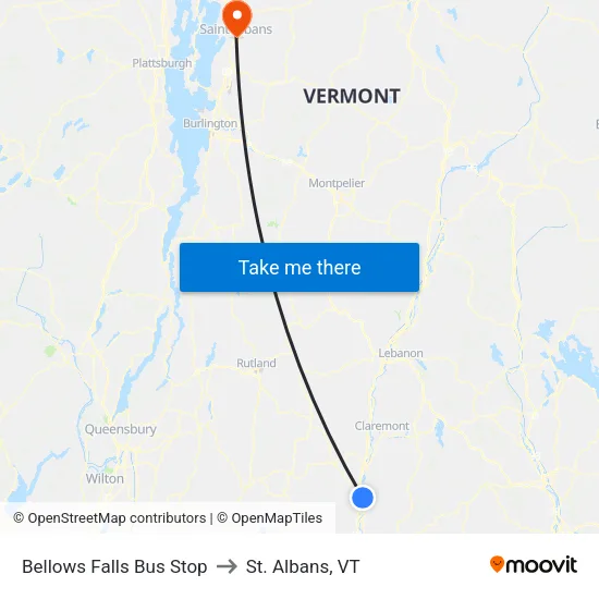 Bellows Falls Bus Stop to St. Albans, VT map