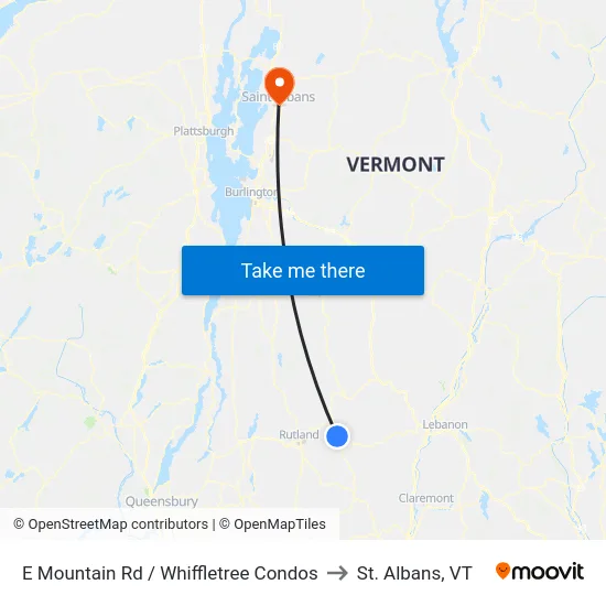 E Mountain Rd / Whiffletree Condos to St. Albans, VT map
