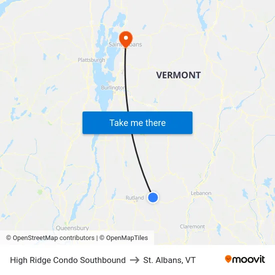 High Ridge Condo Southbound to St. Albans, VT map