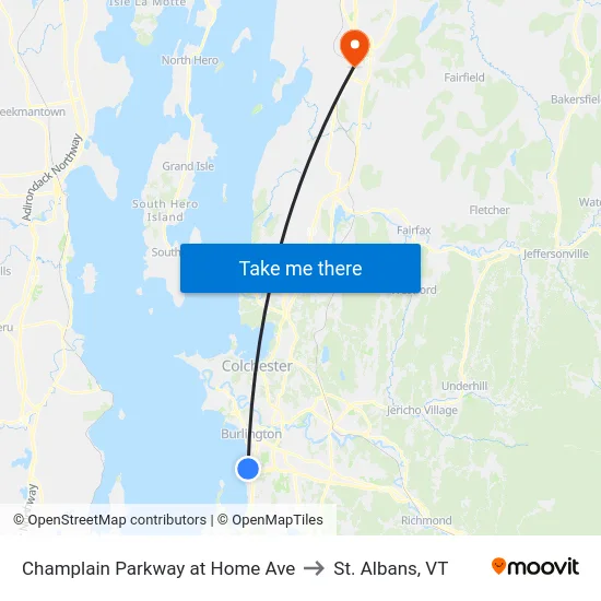 Champlain Parkway at Home Ave to St. Albans, VT map