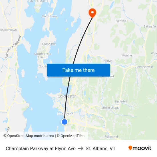 Champlain Parkway at Flynn Ave to St. Albans, VT map