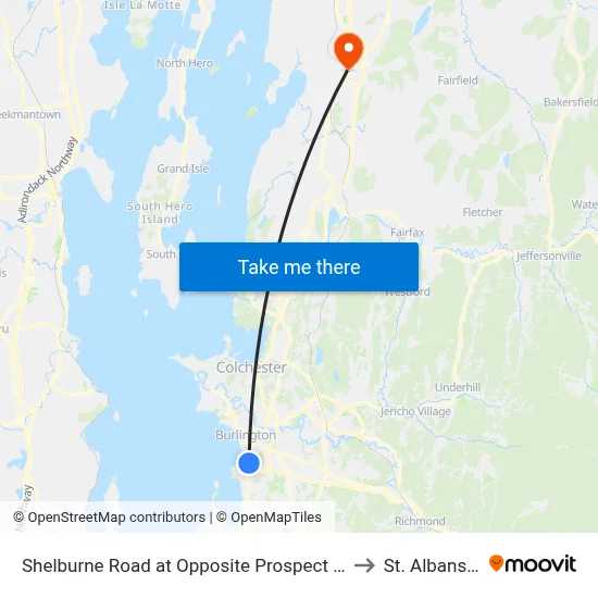 Shelburne Road at Opposite Prospect Parkway to St. Albans, VT map