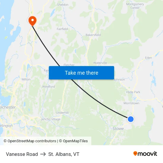 Vanesse Road to St. Albans, VT map