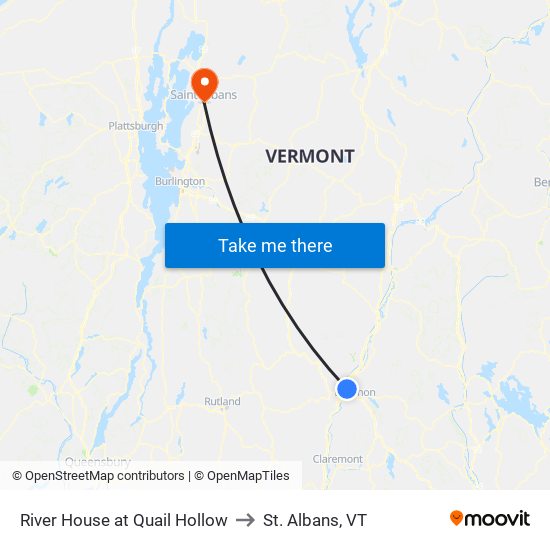 River House at Quail Hollow to St. Albans, VT map