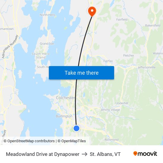 Meadowland Drive at Dynapower to St. Albans, VT map