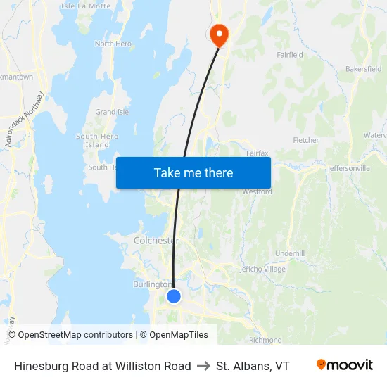 Hinesburg Road at Williston Road to St. Albans, VT map
