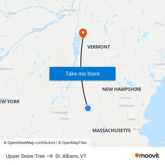 Upper Snow Tree to St. Albans, VT map