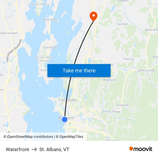 Waterfront to St. Albans, VT map