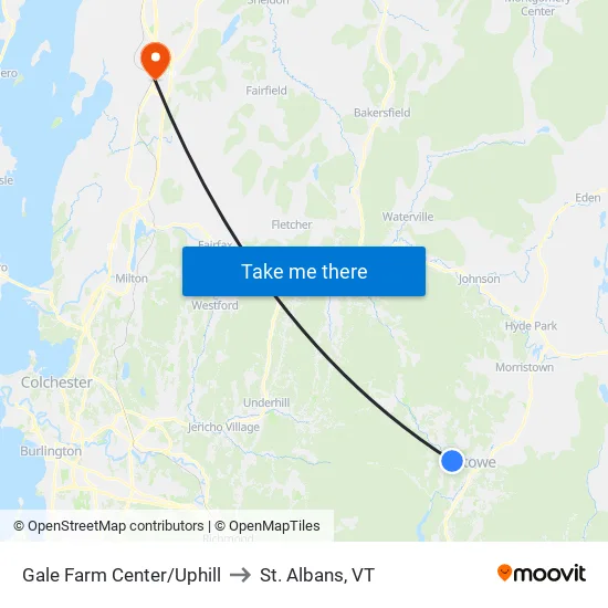 Gale Farm Center/Uphill to St. Albans, VT map
