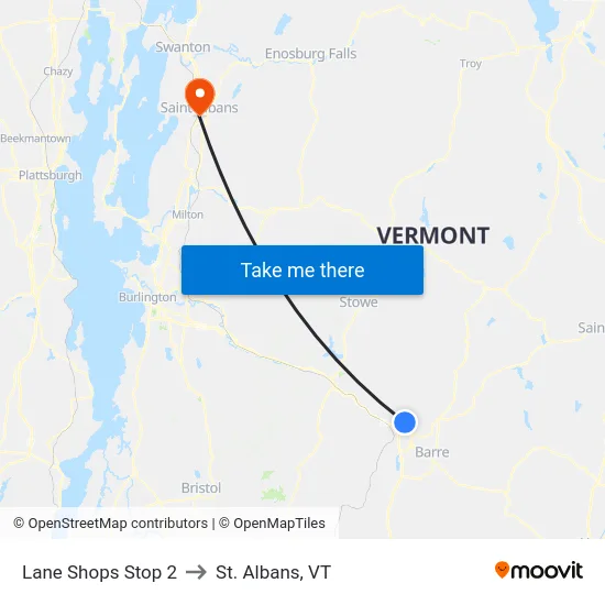 Lane Shops Stop 2 to St. Albans, VT map
