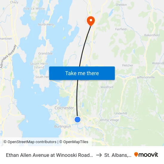 Ethan Allen Avenue at Winooski Road (#310) to St. Albans, VT map