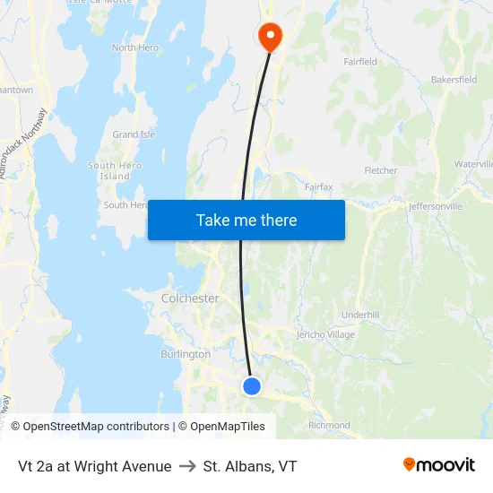 Vt 2a at Wright Avenue to St. Albans, VT map