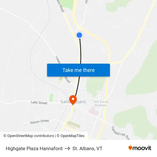Highgate Plaza Hannaford to St. Albans, VT map