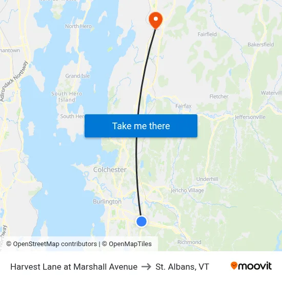 Harvest Lane at Marshall Avenue to St. Albans, VT map