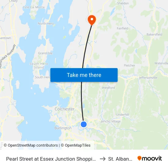 Pearl Street at Essex Junction Shopping Center. to St. Albans, VT map