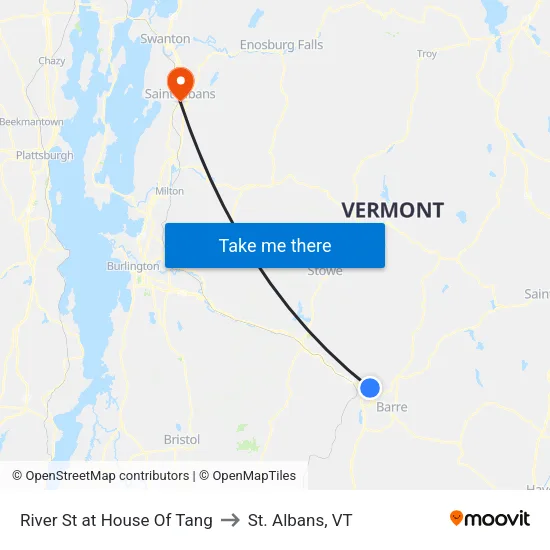 River St at House Of Tang to St. Albans, VT map