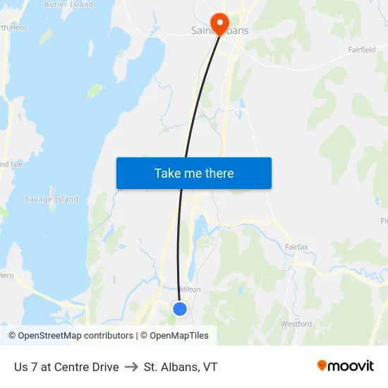 Us 7 at Centre Drive to St. Albans, VT map