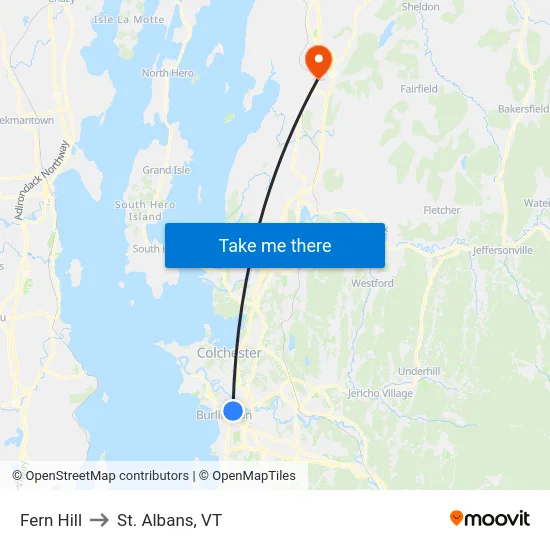 Fern Hill to St. Albans, VT map