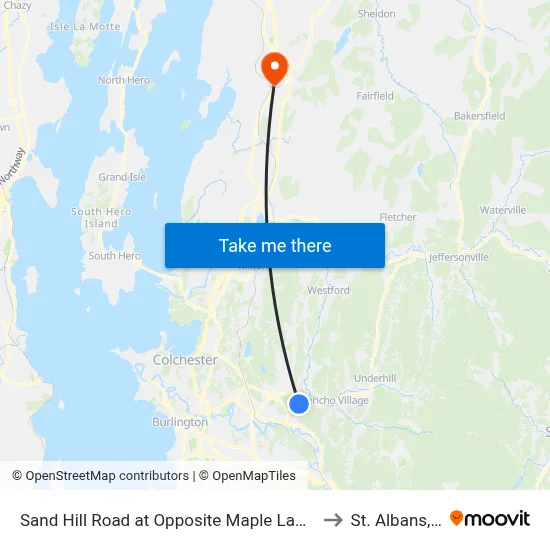 Sand Hill Road at Opposite Maple Lawn Drive to St. Albans, VT map
