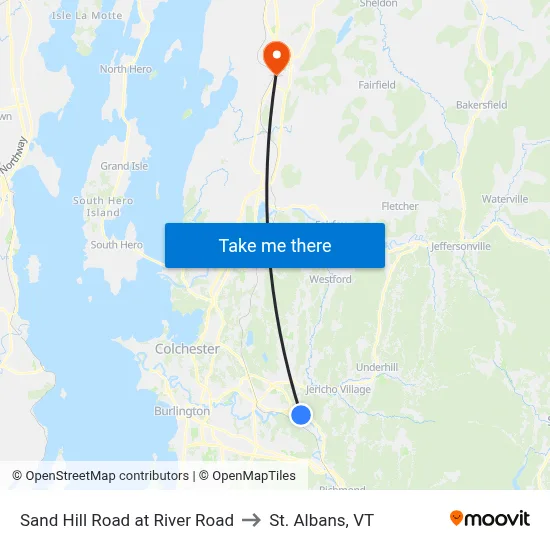 Sand Hill Road at River Road to St. Albans, VT map
