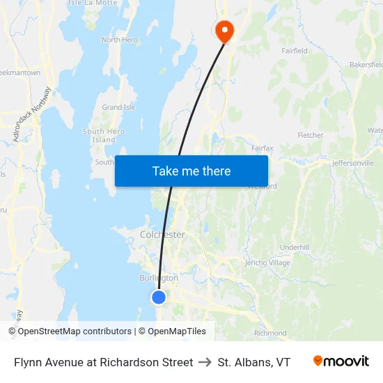 Flynn Avenue at Richardson Street to St. Albans, VT map