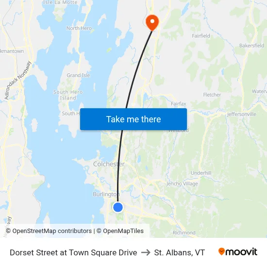 Dorset Street at Town Square Drive to St. Albans, VT map