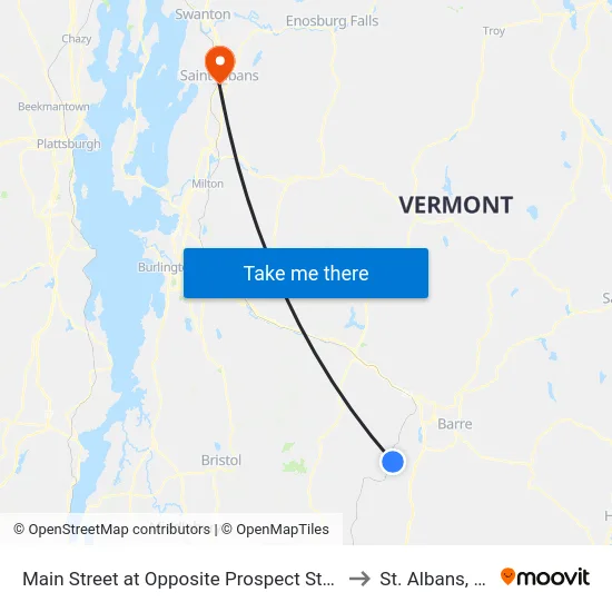 Main Street at Opposite Prospect Street to St. Albans, VT map