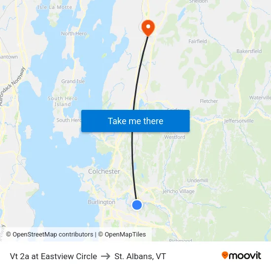 Vt 2a at Eastview Circle to St. Albans, VT map