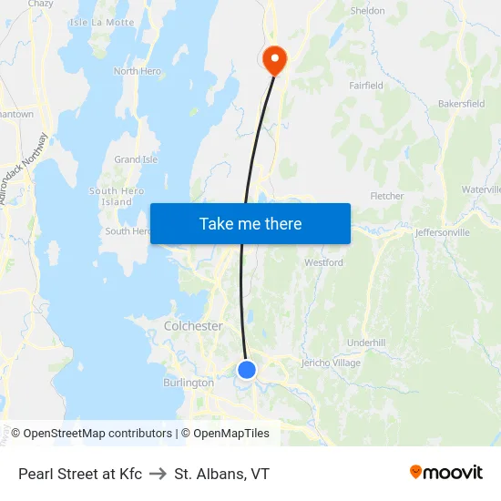 Pearl Street at Kfc to St. Albans, VT map