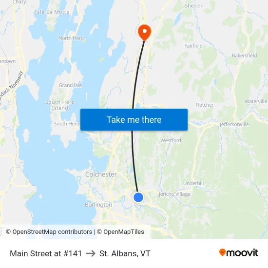 Main Street at #141 to St. Albans, VT map