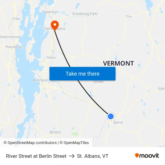 River Street at Berlin Street to St. Albans, VT map