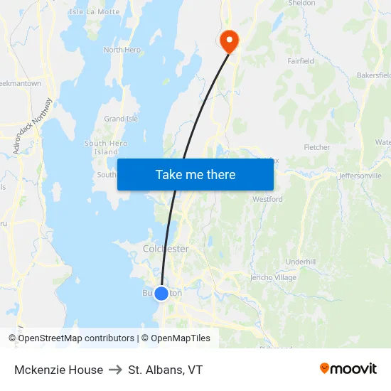 Mckenzie House to St. Albans, VT map