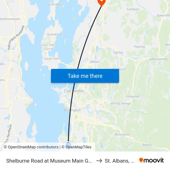 Shelburne Road at Museum Main Gate to St. Albans, VT map