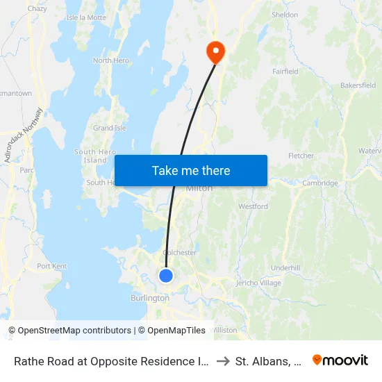 Rathe Road at Opposite Residence Inn to St. Albans, VT map