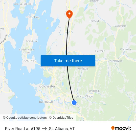 River Road at #195 to St. Albans, VT map