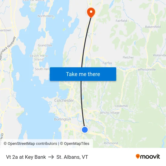 Vt 2a at Key Bank to St. Albans, VT map