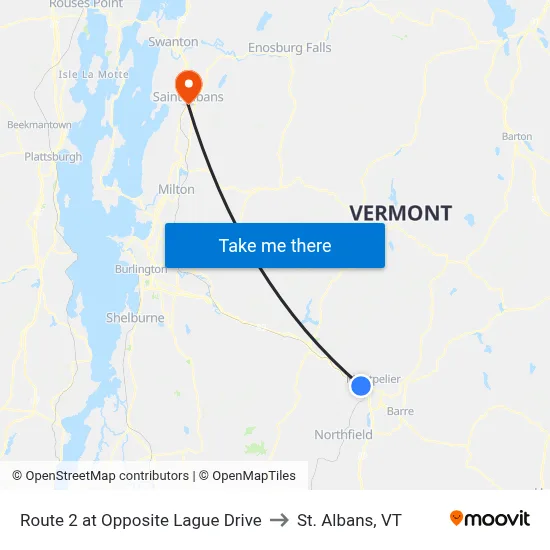 Route 2 at Opposite Lague Drive to St. Albans, VT map