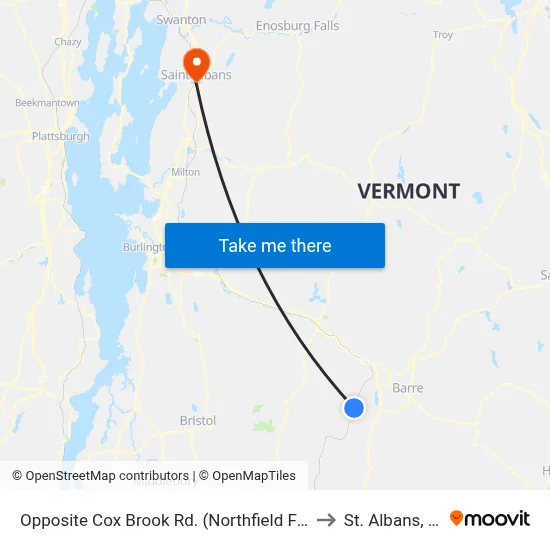 Opposite Cox Brook Rd. (Northfield Falls) to St. Albans, VT map