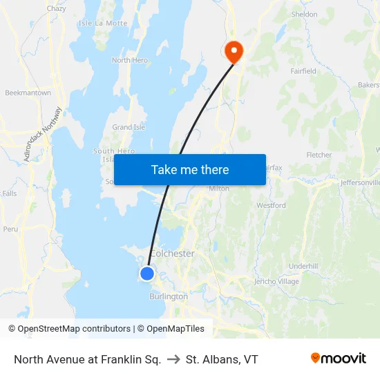 North Avenue at Franklin Sq. to St. Albans, VT map