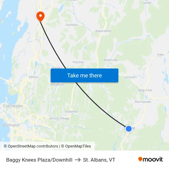 Baggy Knees Plaza/Downhill to St. Albans, VT map