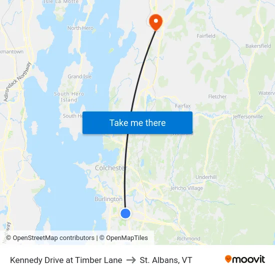 Kennedy Drive at Timber Lane to St. Albans, VT map