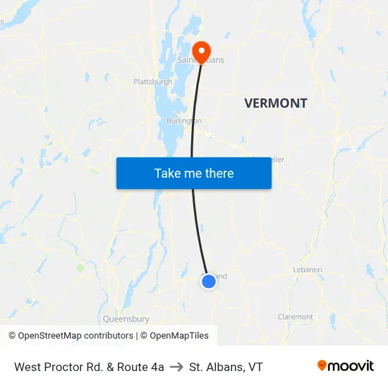 West Proctor Rd. & Route 4a to St. Albans, VT map