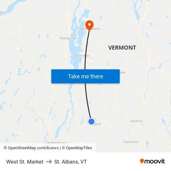West St. Market to St. Albans, VT map